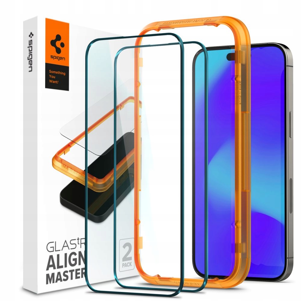 Spigen Glas.tR Ez-fit (2 opakowania) Szkło na iPhone 15 pro Max Czarny
