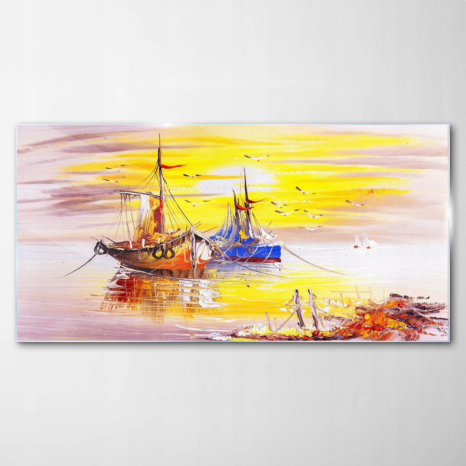 Tvrdený sklenený obraz Loďka západ slnka 100x50