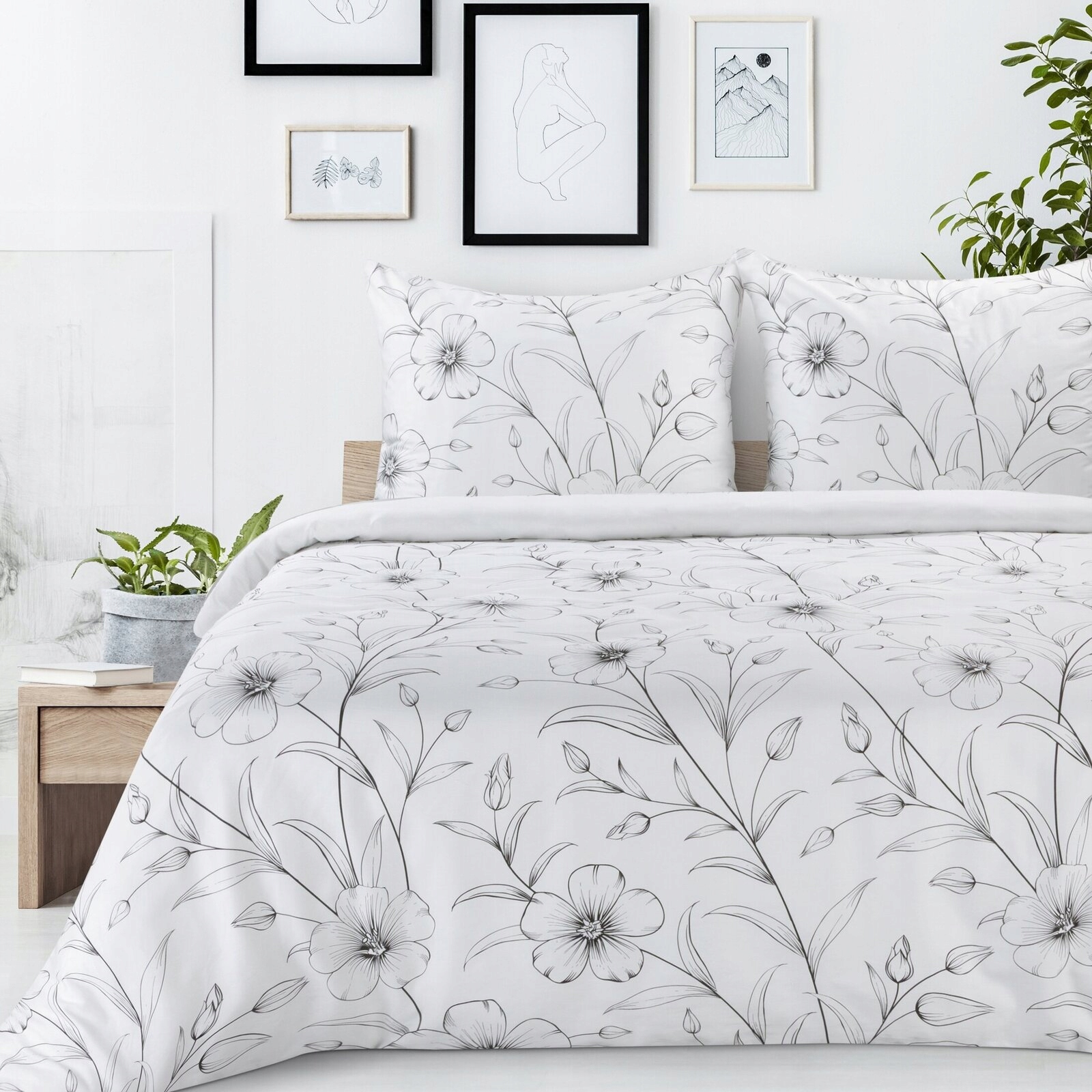 Komplet Pościeli Satynowej Spring 64 140 X 200 CM Biały