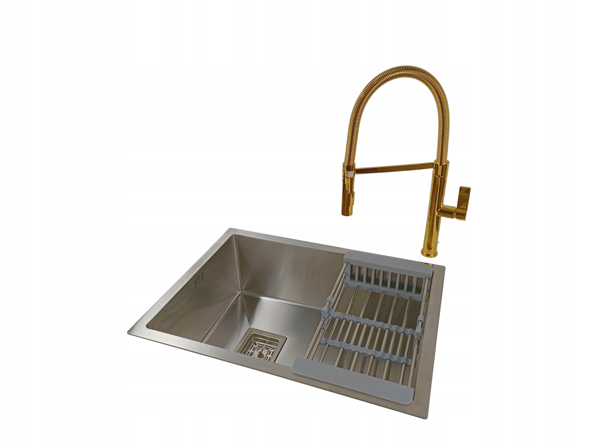 Ocelový jednokomorový dřez Inox kartáčovaný Sifonová baterie