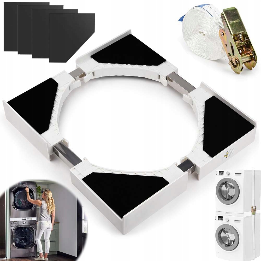 Łącznik Pralki Suszarki Uniwersalny Szerokość 46-66CM Antywibracyjna +pas