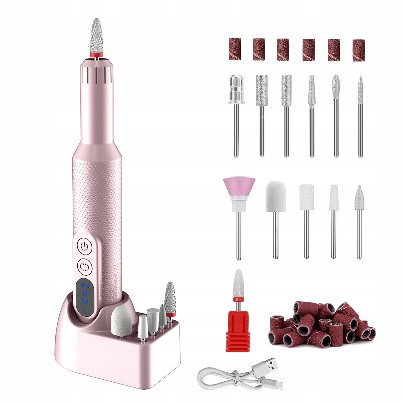 Dobíjecí elektrický pilník na nehty pro perfektní úpravu nehtů – růžový