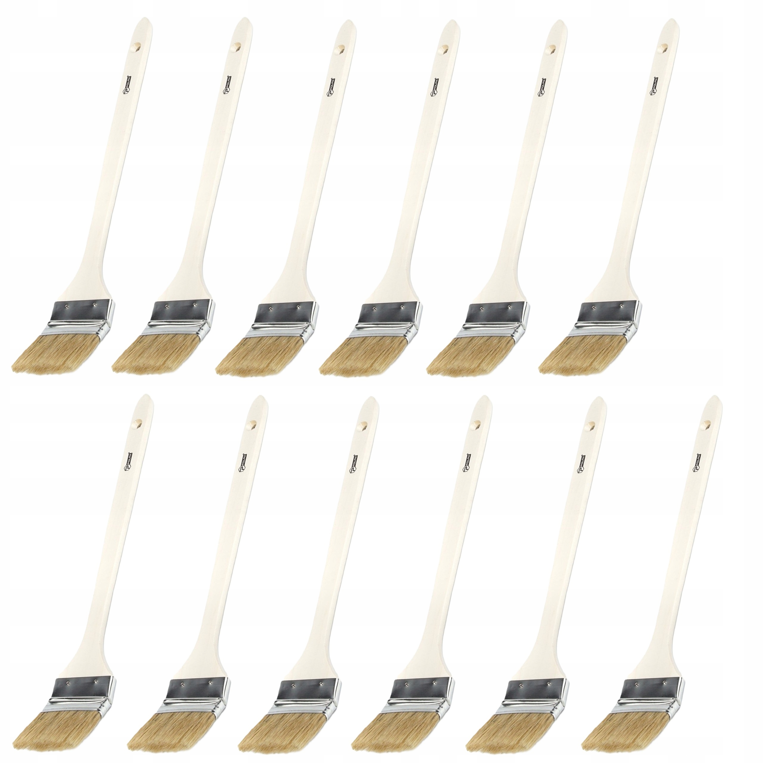 12 x Úhlový Kaloriferový Štětec Dřevěná Rukojeť 63 mm