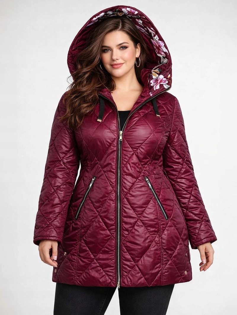 Dámská Bunda Kapuce B8227 Bordo 48