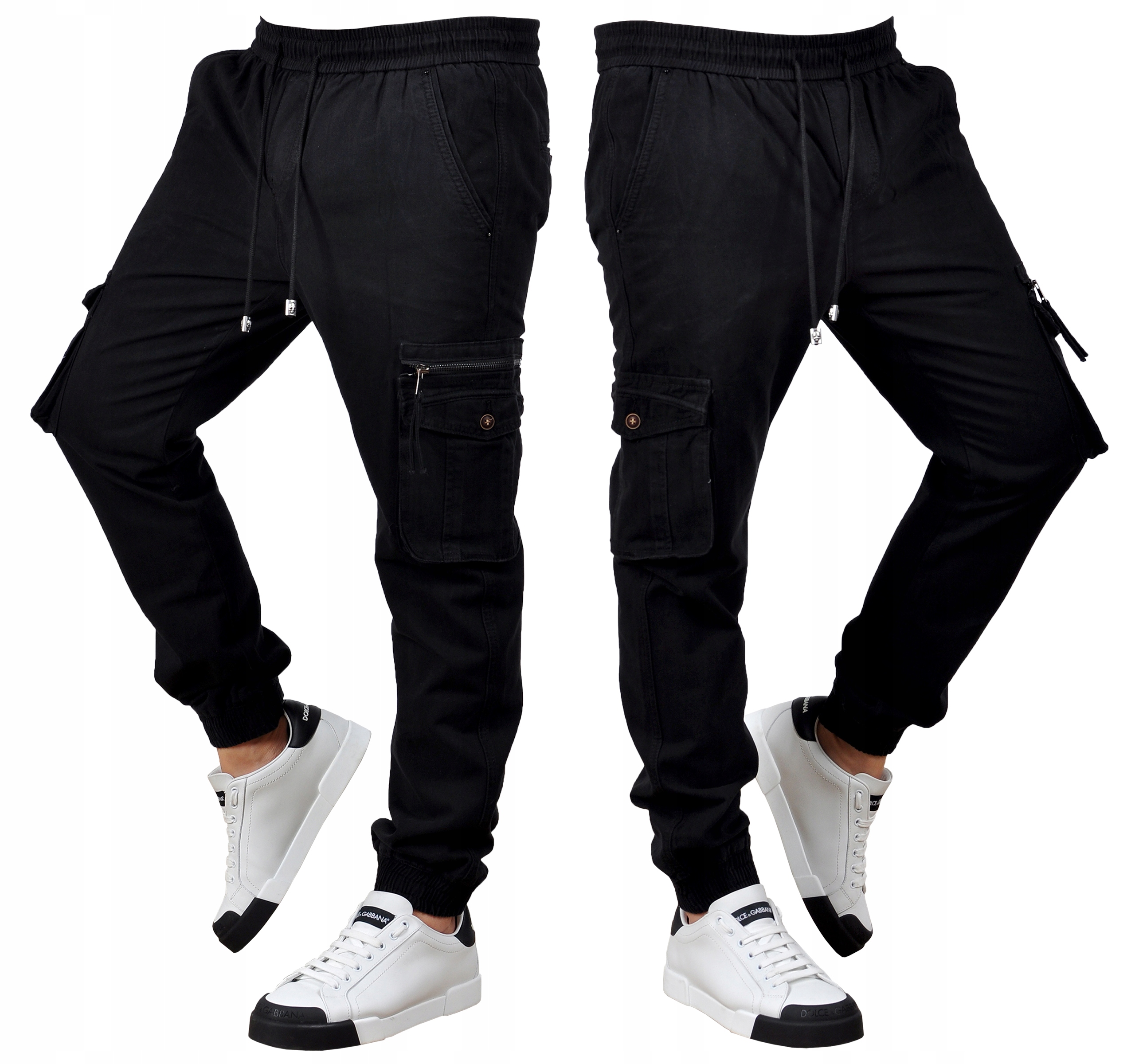 MP0181 roz. M Spodnie ze Ściągaczami JOGGERY BOJÓWKI PREMIUM 100% BAWEŁNA