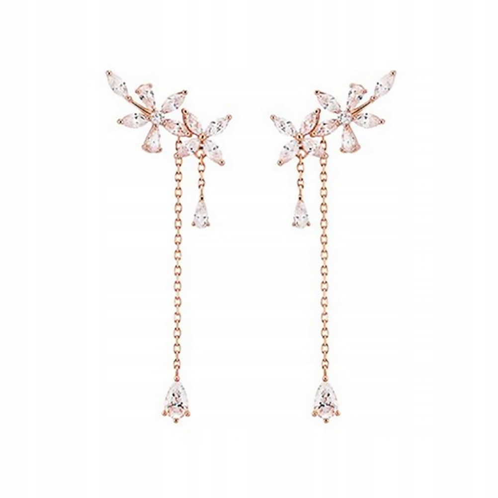 KOLCZYKI DLA KOBIET Z frędzlami Z RÓŻOWEGO ZŁOTA WISZĄCE PŁATKI