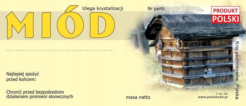 

Etykiety na miód Uniwersalna (100szt) wzór E2