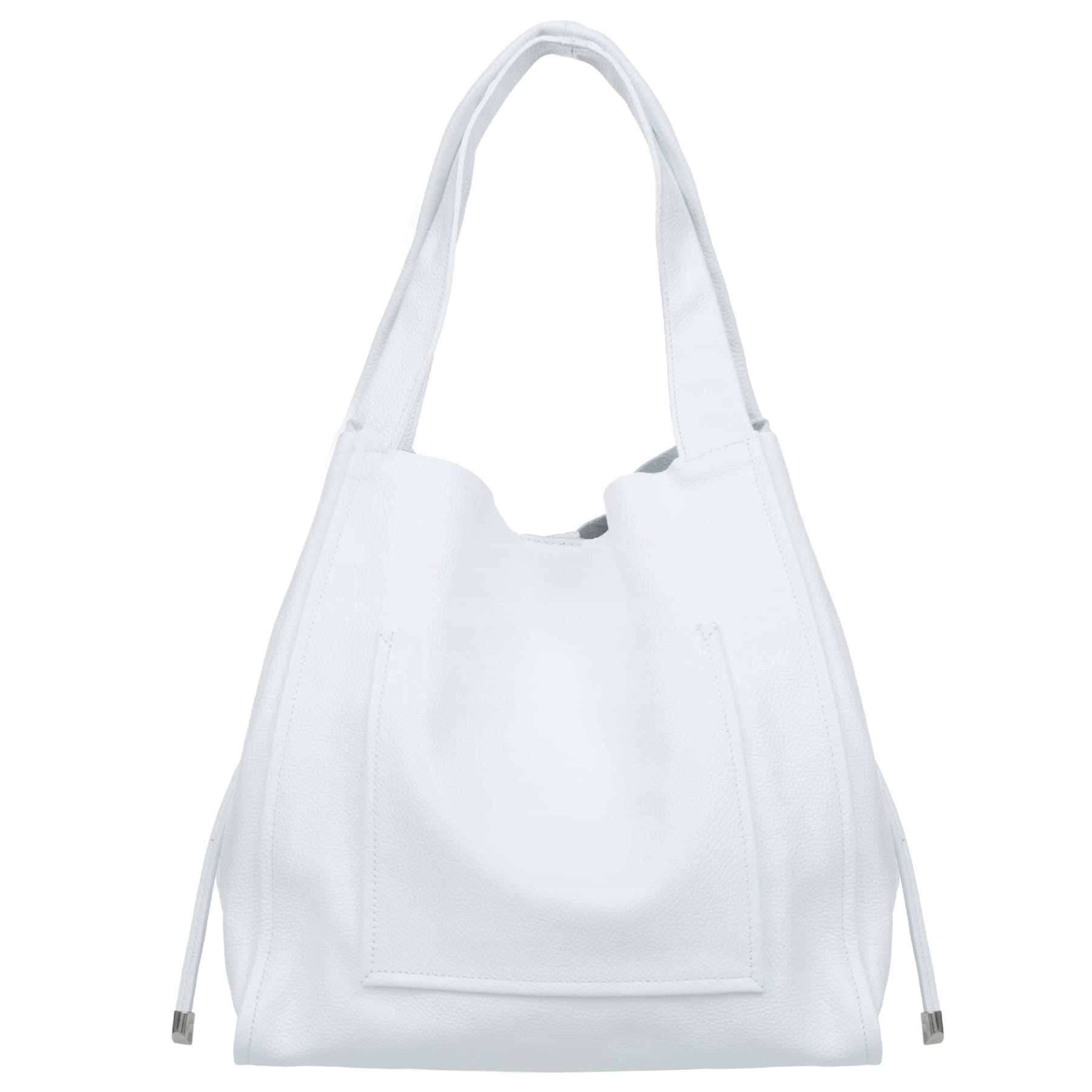 Vera Pelle torebka damska skórzana shopper duża z saszetką Biała