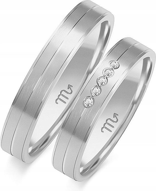 Bílé zlaté snubní prsteny s gravírováním 14k 585 r35 36 37, exkluzivní kolekce svatba