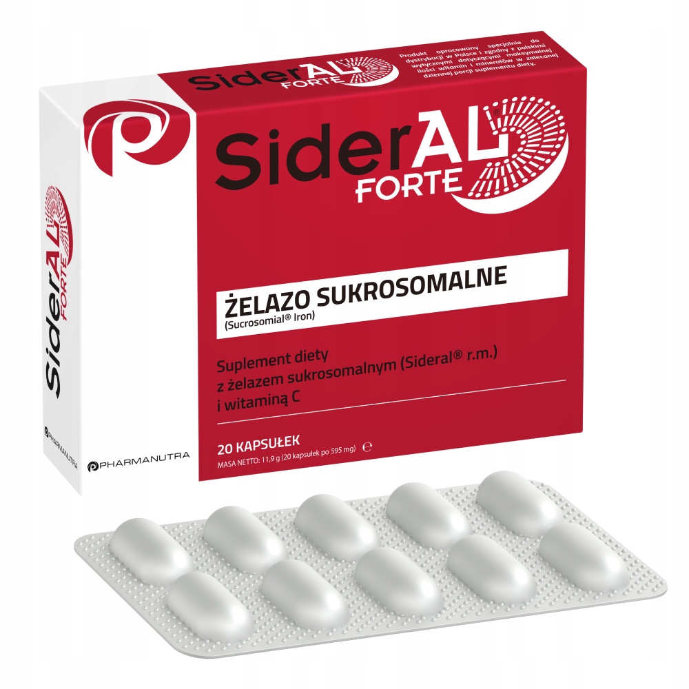 SiderAL FORTE 20 kapsułek żelazo sukrosomalne - OFICJALNY DYSTRYBUTOR
