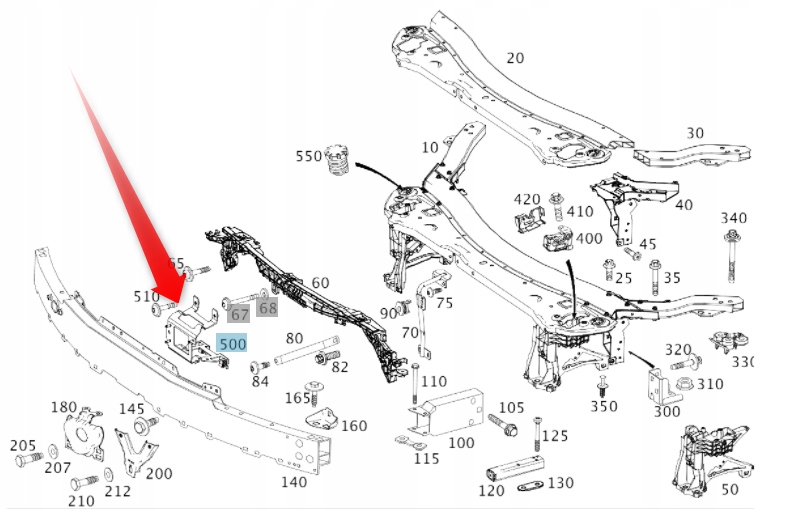 MOCOWANIE DISTRONIC RADAR MERCEDES W213 WSPORNIK Installation side Front