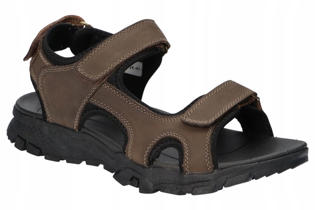 American Club CY109, Pevné Pánské Kožené Sandály Na Suchý Zip, Hnědé, Velikost 45