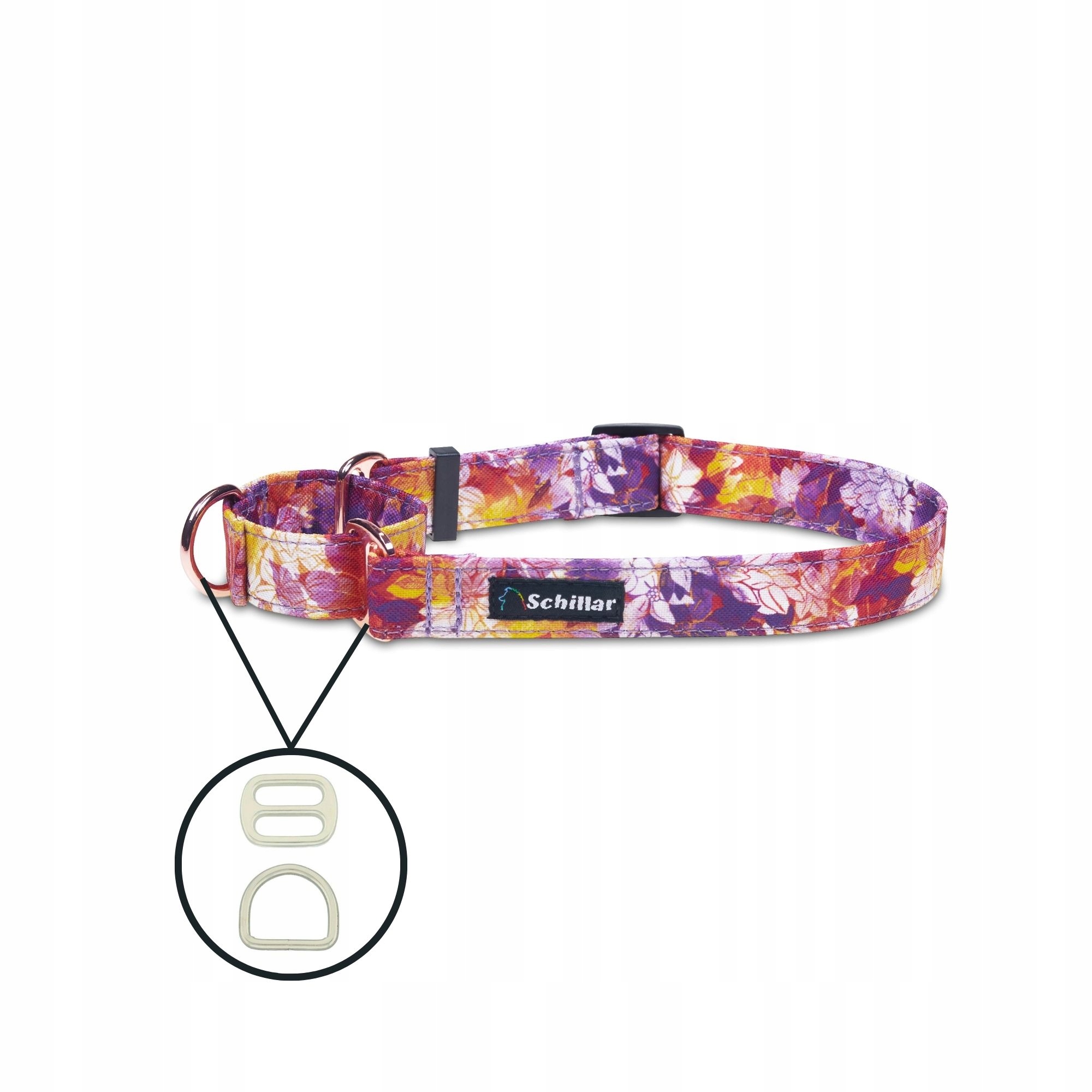 Levně Obojek martingale pro velkého psa barevný podzimní květy L XL 40-60cm