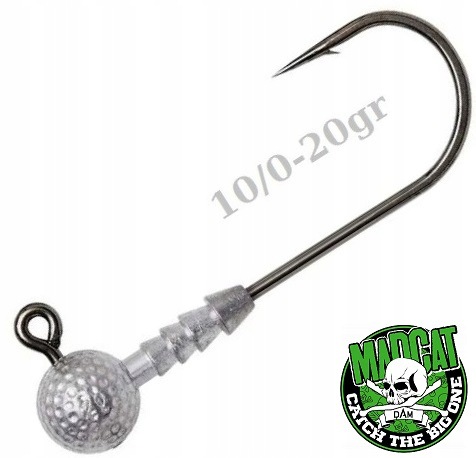 Mocna Główka Jigowa Do Łowienia Sumów Madcat Golf Ball Hook 10/0 20gr.