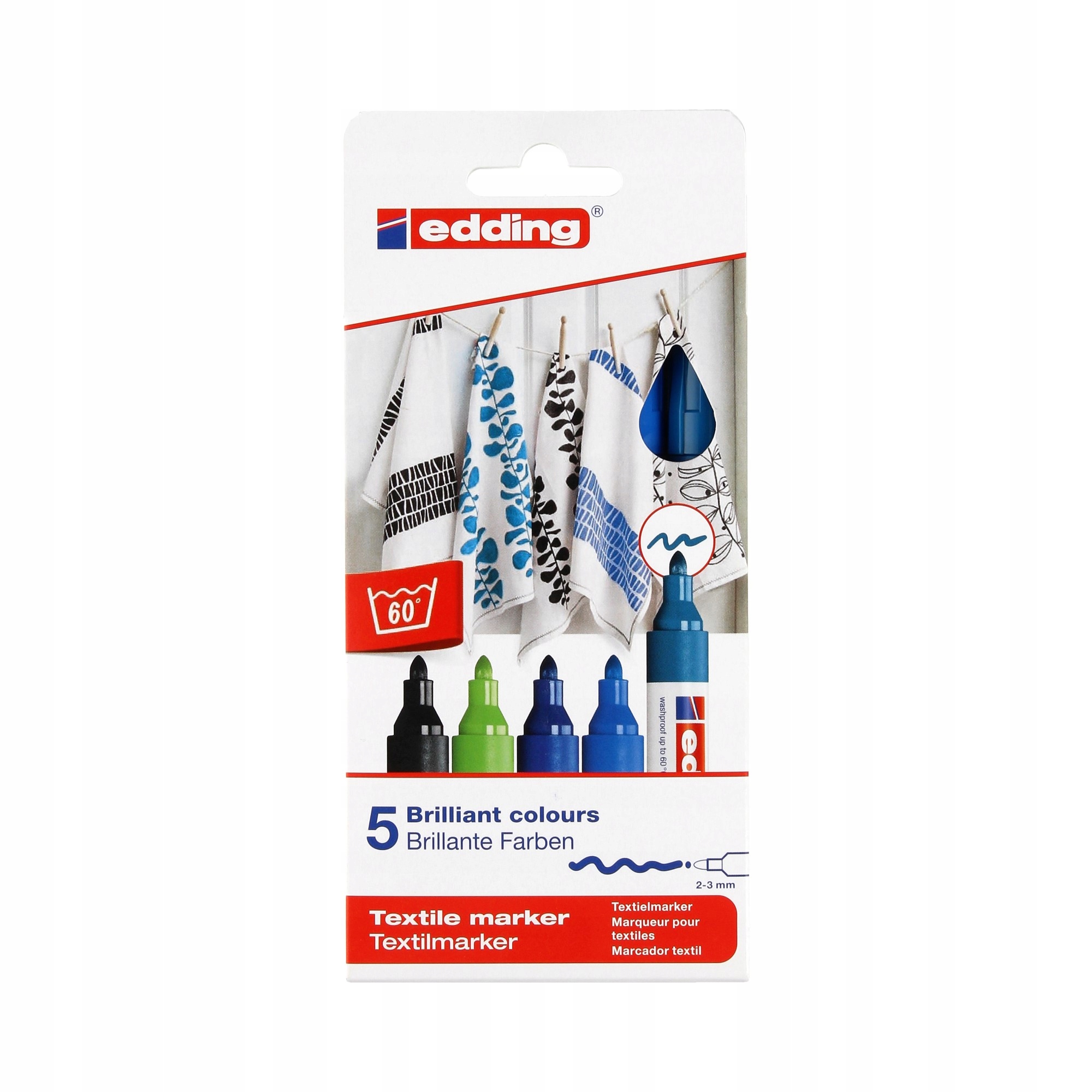 Marker tkaniny 2.0-3.0mm 5kol zimne Edding 4500