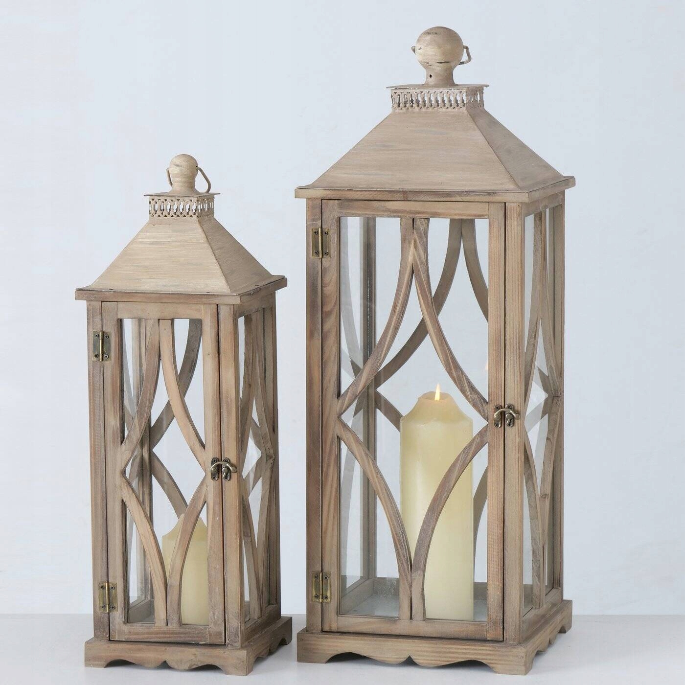 Lampiony drewniane KAROL, duże, 2 sztuki (2020383) • Cena, Opinie • Lampiony  i latarnie 14795167468 • Allegro