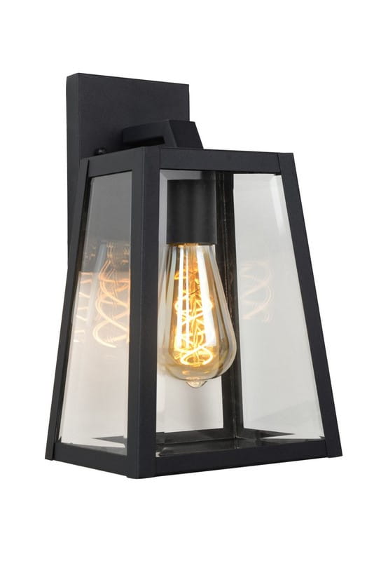 Lucide Venkovní nástěnná lampa Matslot E27 60W Černá Kov/Sklo