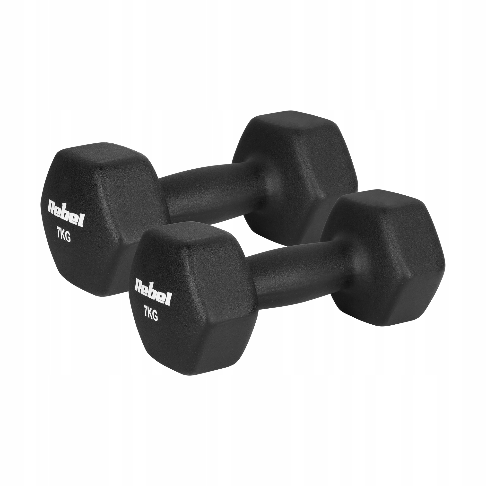 Hantelki żeliwne neoprenowe Hex 2x7kg do ćwiczeń treningu fitness Rebel