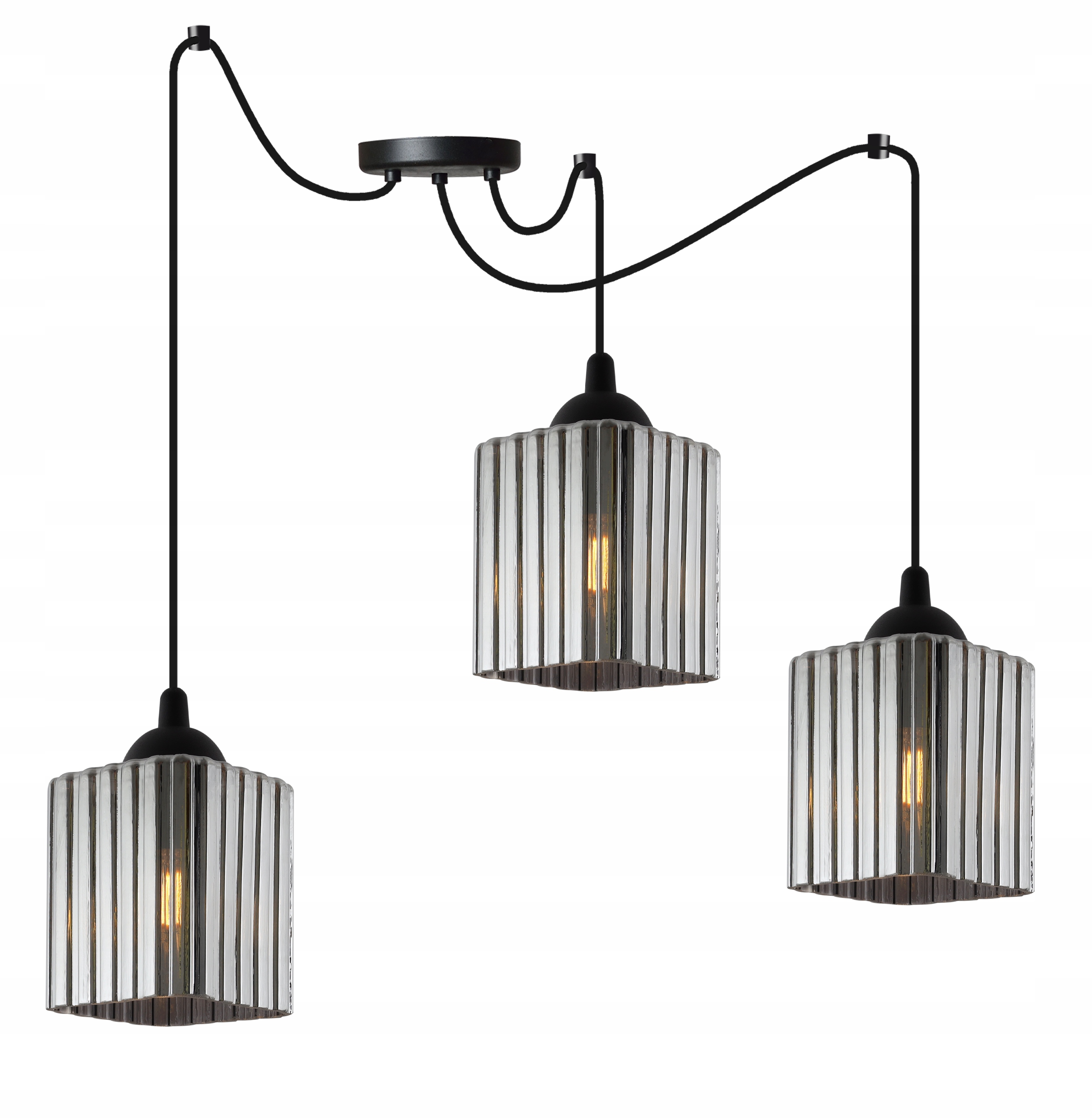 Závesná Stropná Lampa Luster Pavúk Trojitá Loft Grafitová Moderná E27