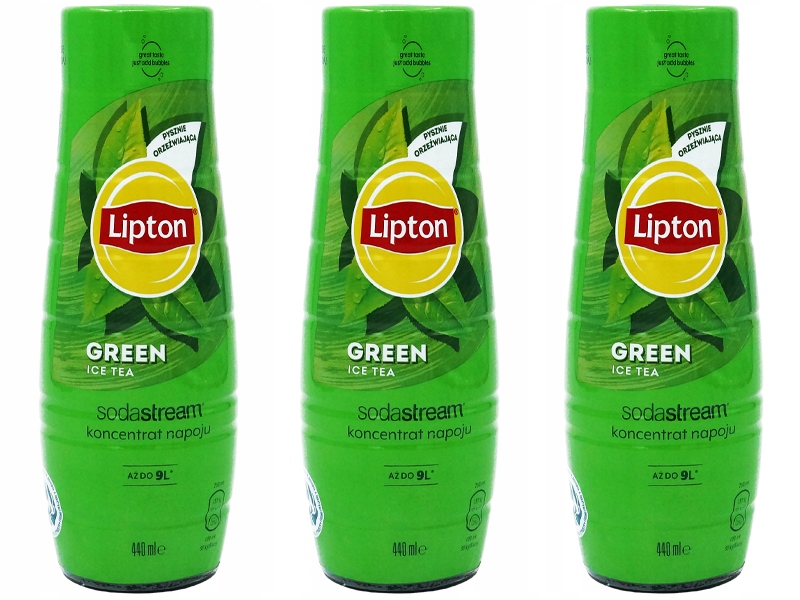 3x SYROP SODASTREAM LIPTON GREEN ICE TEA DO SATURATORA 9L NAPOJU z 440ml Marka SodaStream