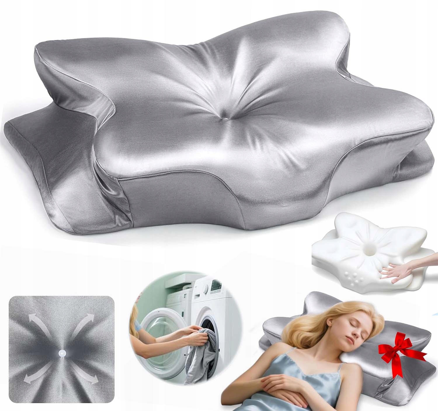 Poduszka Ortopedyczna Do Spania Memory Motyl Premium Ze Zdejmowaną Poszewką