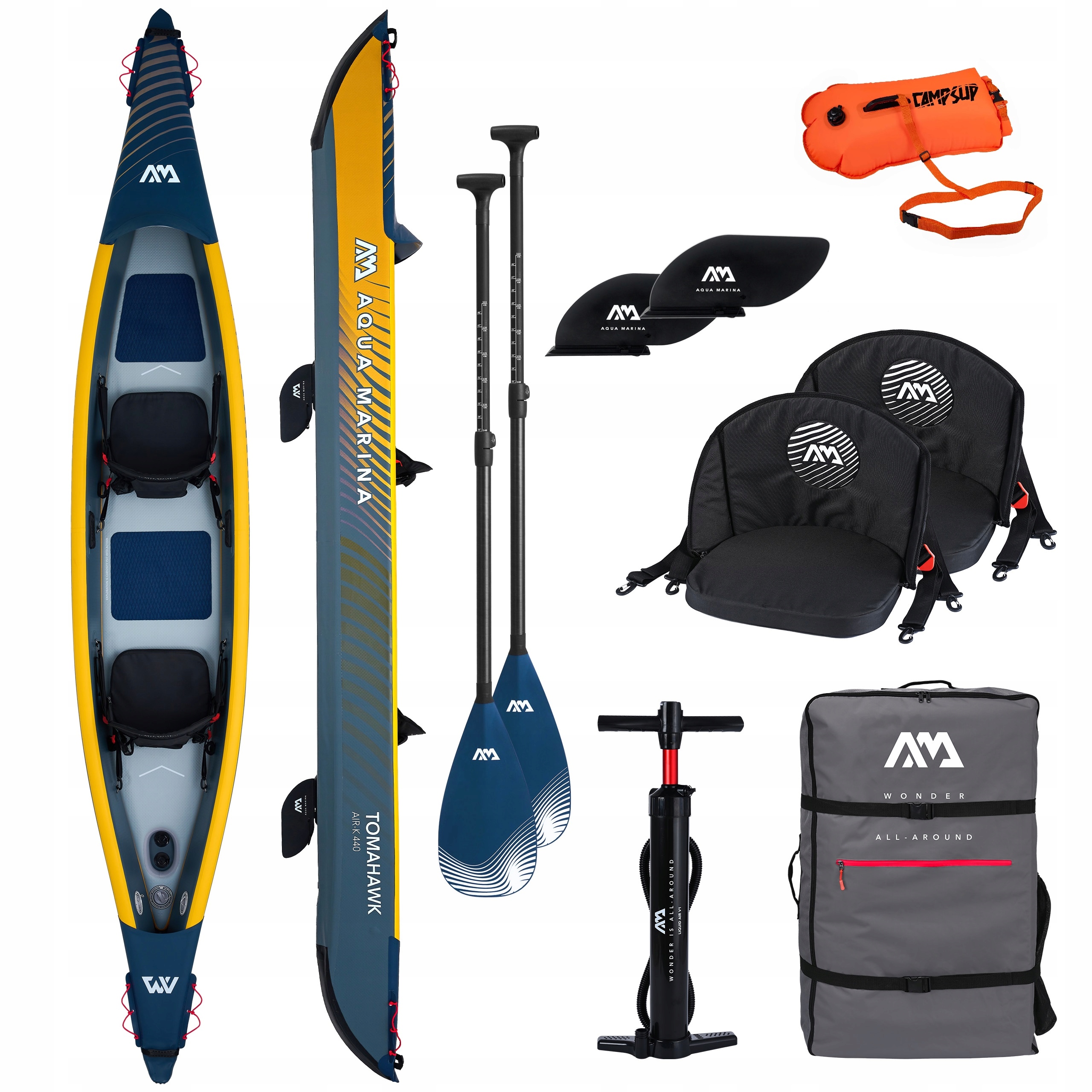 Kajak Aqua Marina Tomahawk Air-K440 2 pádla CP-1 Nafukovací bójka