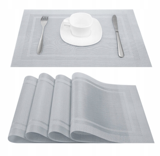 

Podkładka Na Stół Pvc Mata Odporna Zestaw 4 Szara