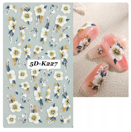 NAKLEJKI NA PAZNOKCIE SAMOPRZYLEPNE KWIATY 5D