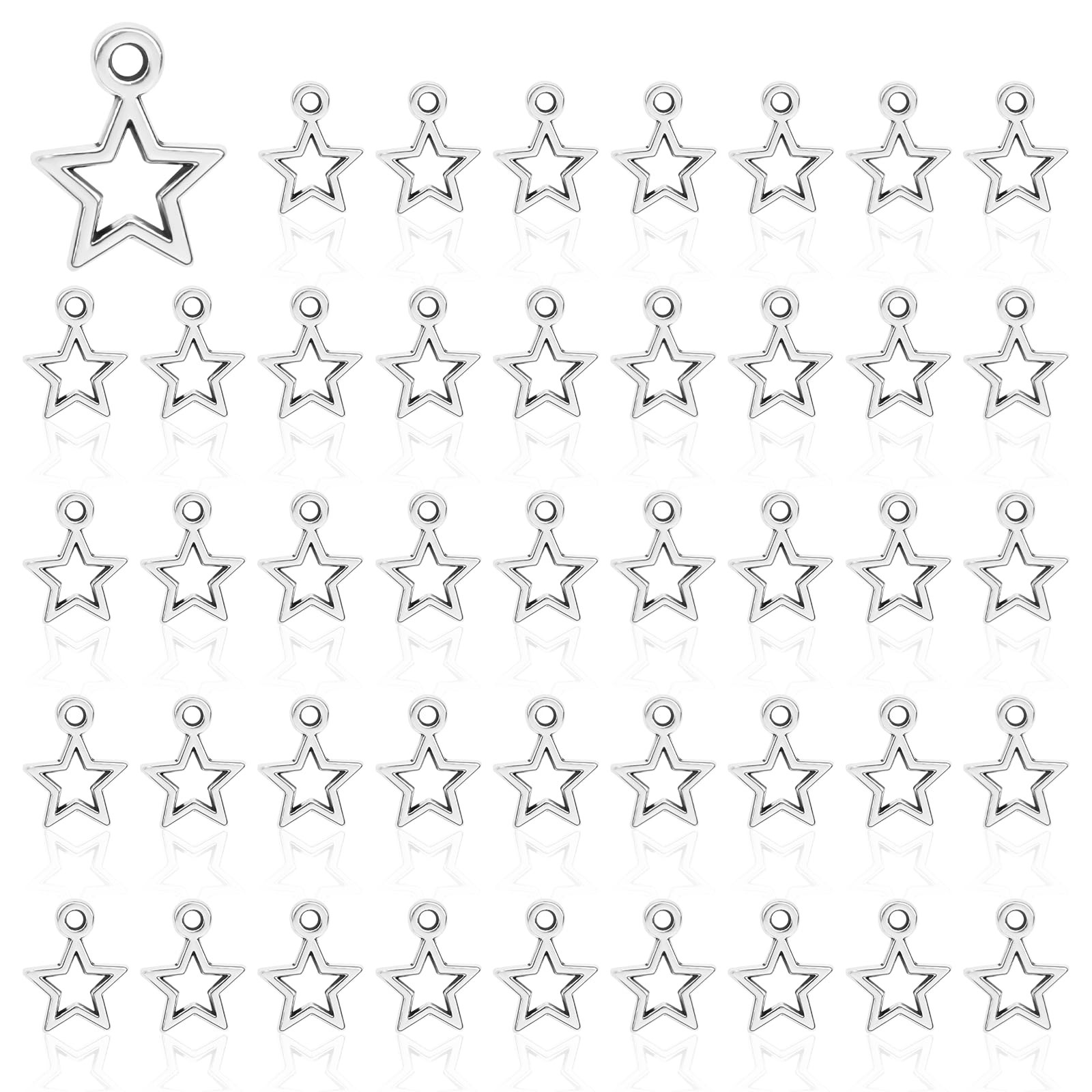 Charms Stříbrné Hvězdy 150 Kusů 14 MM Diy Přívěsky Šperky Polotovary