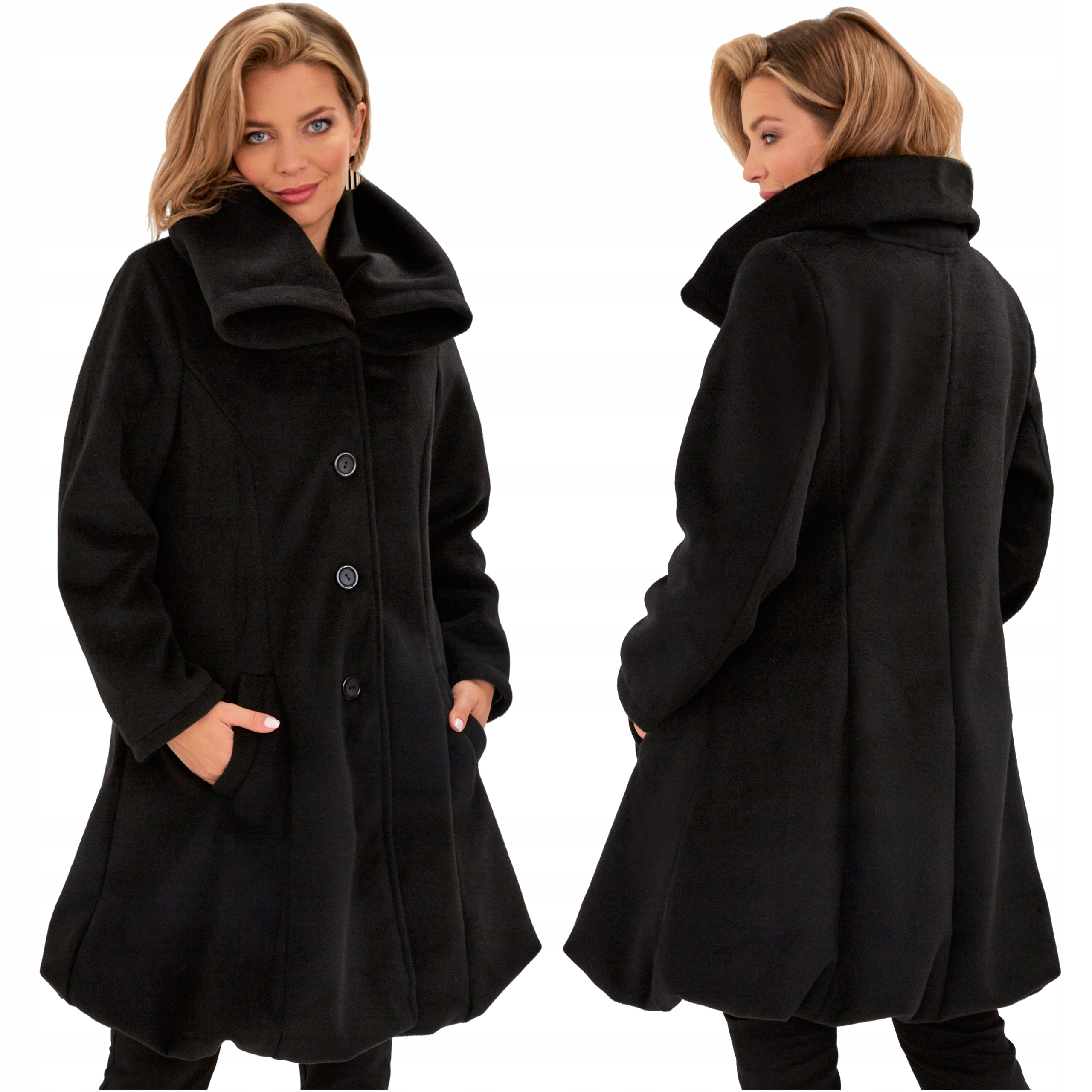 Dámský teplý podzimní kabát Alpaka Plus Size, Polský Výrobce