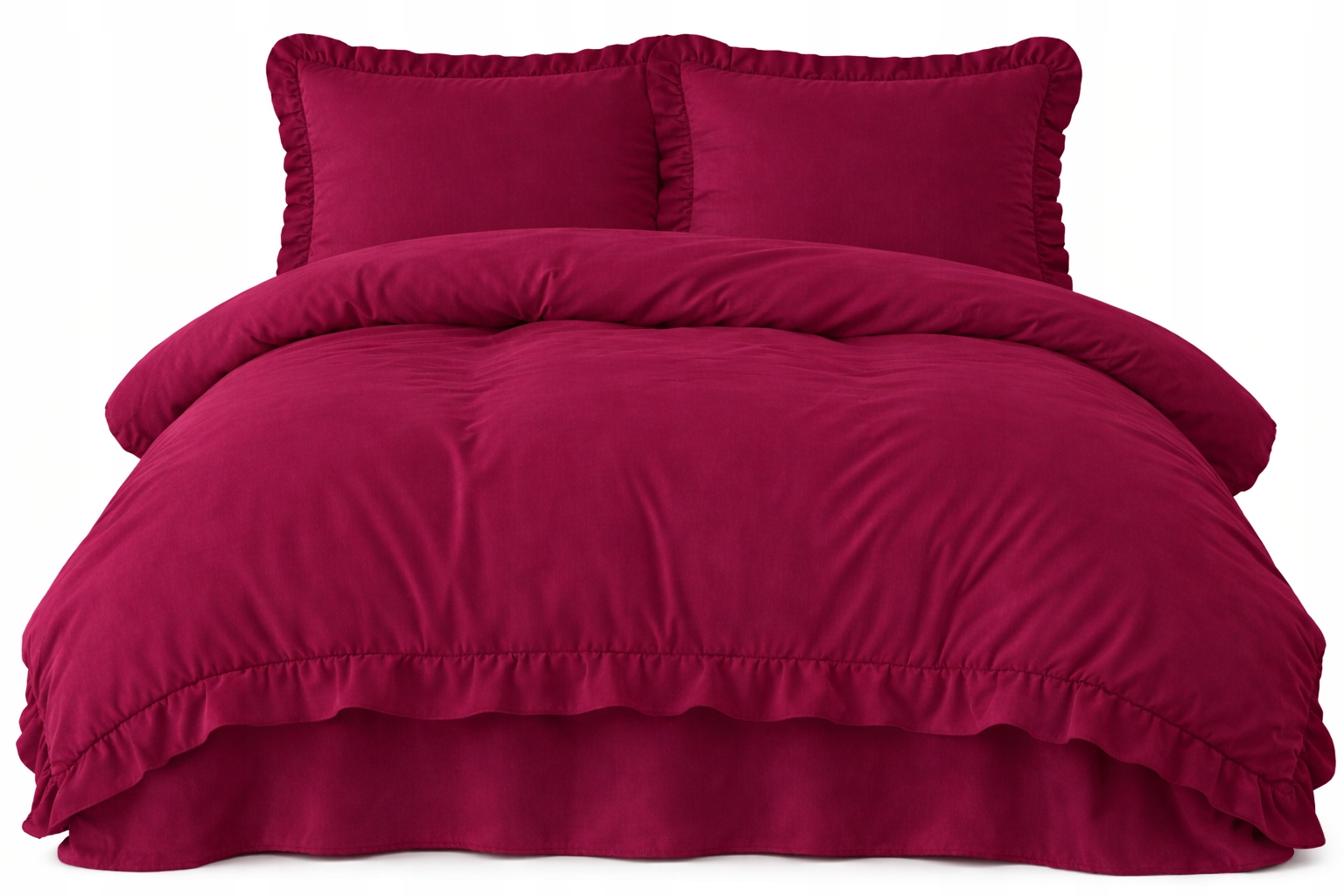 Povlečení 220x200 Malina s Falbankou 2x 70x80 Komplet 3 Č. Exkluzivní Premium