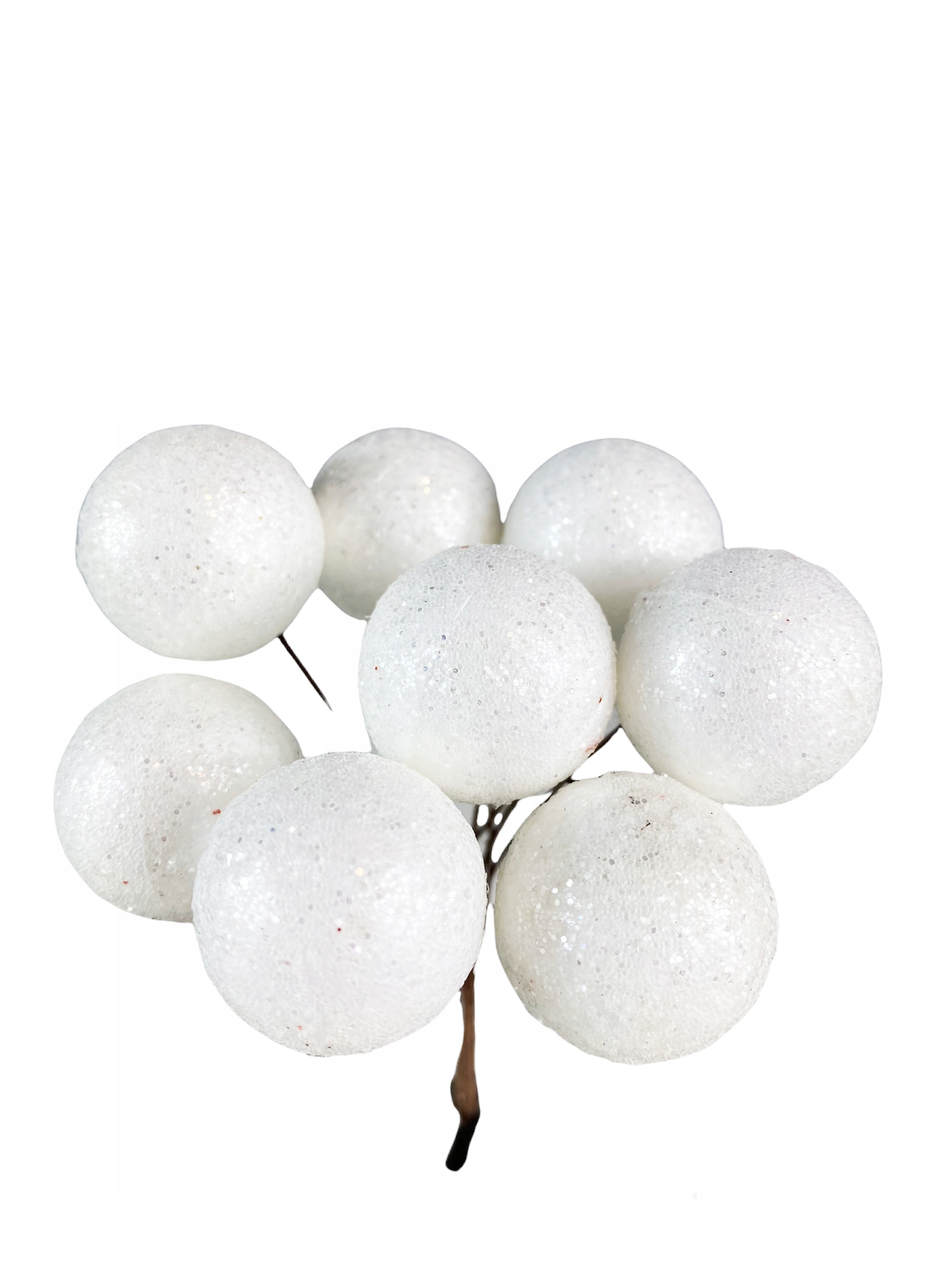 

Białe Kulki Na Druciku 9 Na Choinkę Stroik Brokat