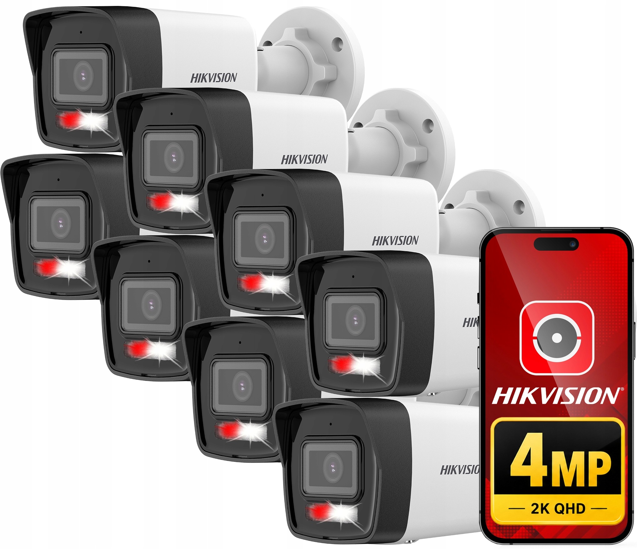 Sada 8 kamer Ip 4MPX tubusová Hikvision 2.8 mm Venkovní DS-2CD1041G2-LIU