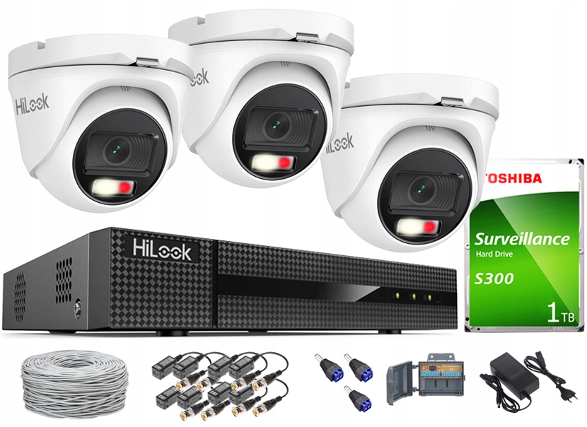 Sada pro monitorování 3 kamer 5Mpx SmartLight Ahd HiLook