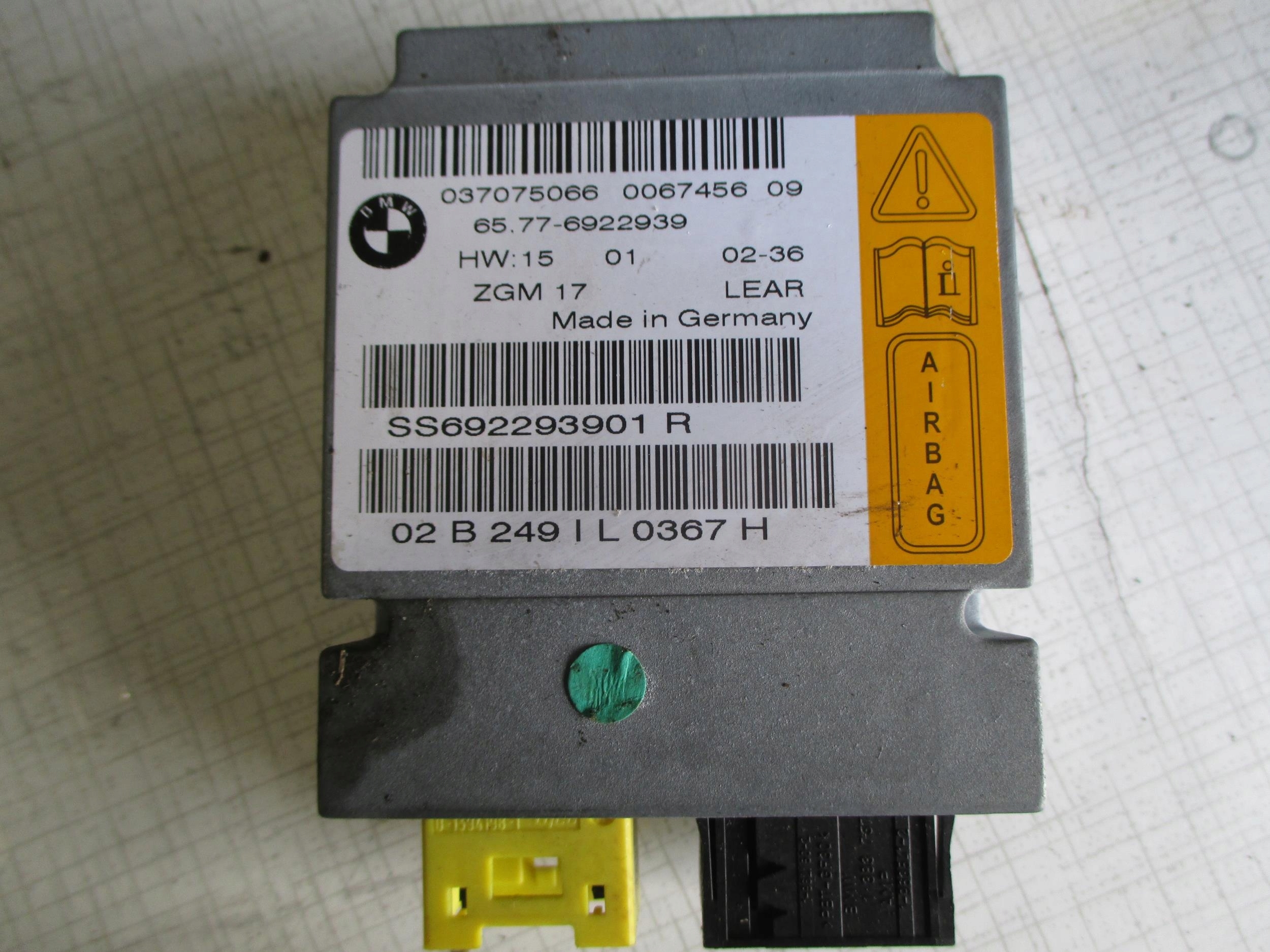 BMW E65 01-05 SENSOR AIRBAG PODUSZEK 6922939