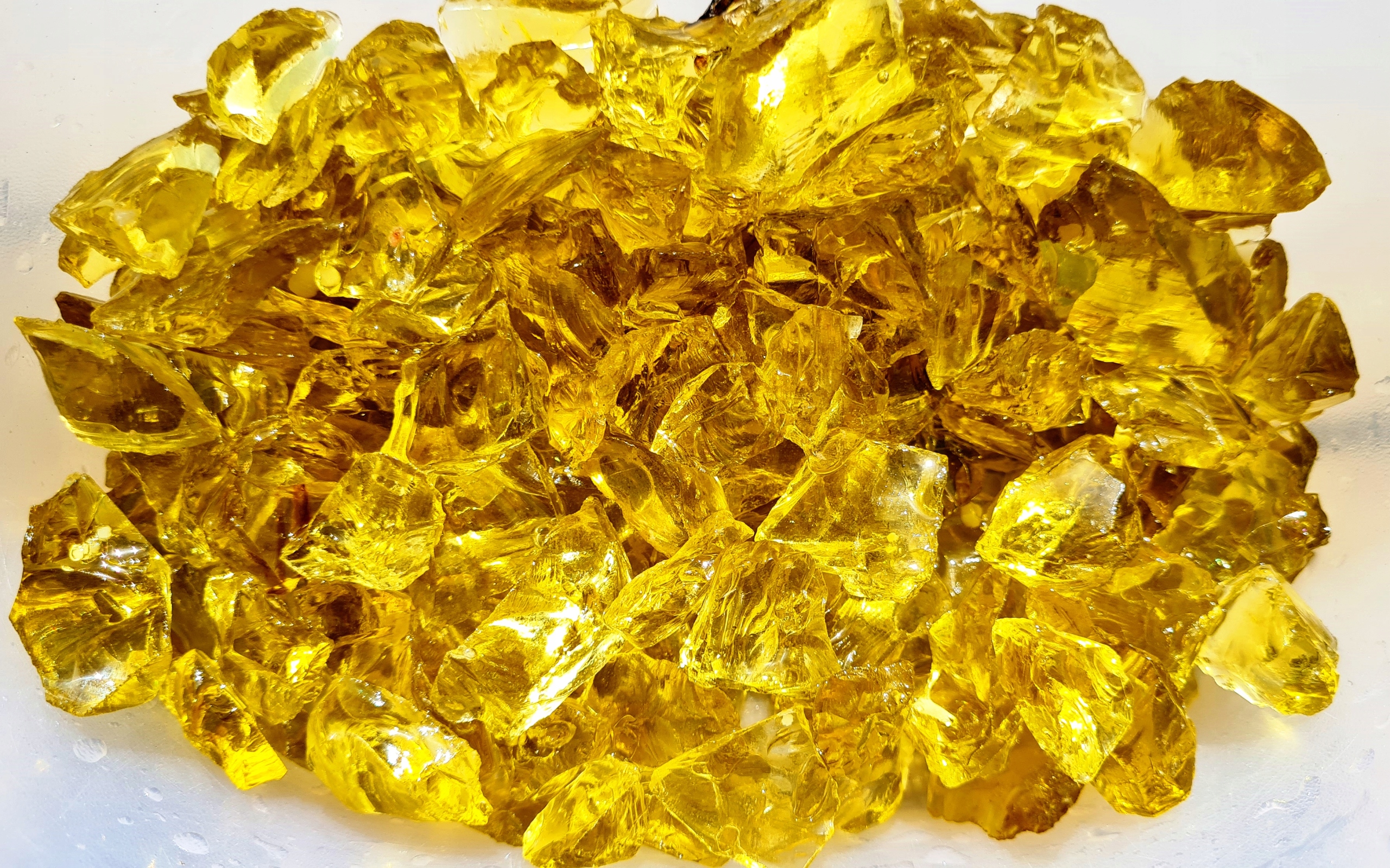 SZKŁO DEKORACYJNE ŻÓŁTE grys szklany ogród 10kg 2-3cm