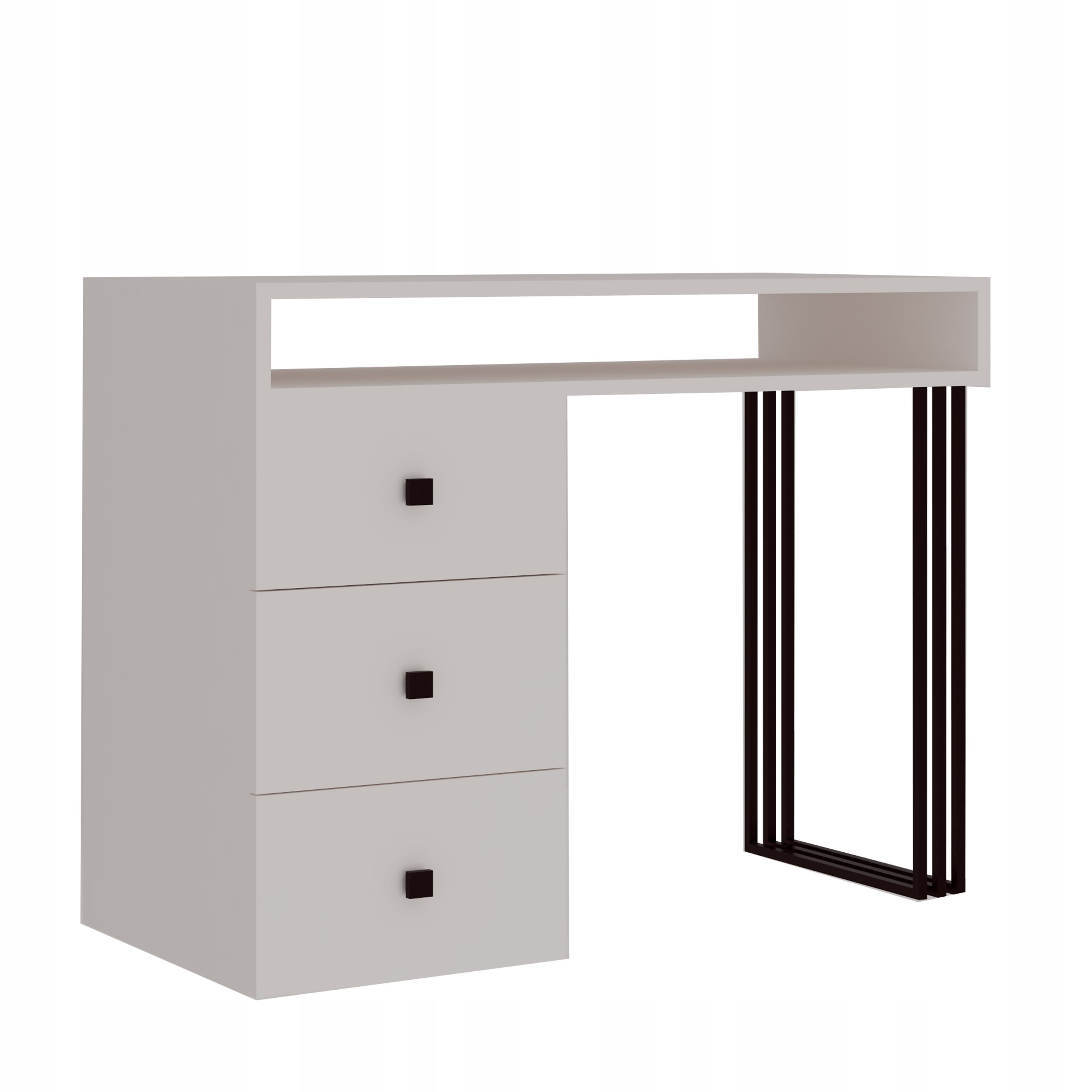 NOWOCZESNE BIURKO LOFT LOFTOWE CZARNE NOGI METAL PŁYTA LAMINOWANA KASZMIR