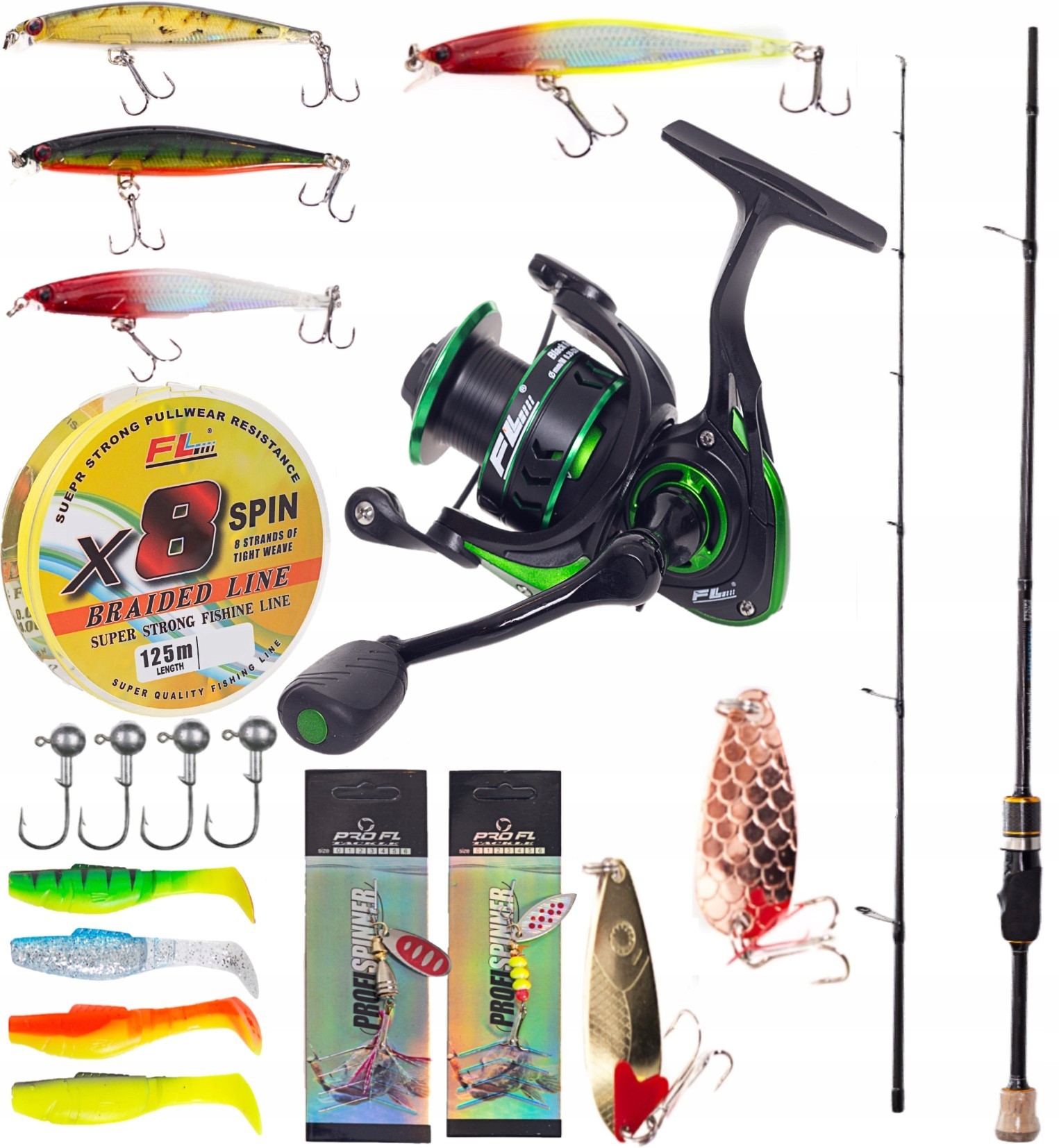 Zestaw Wędkarski Wędka Starlight Spinning 210CM+KOŁOWROTEK Blackf+akcesoria