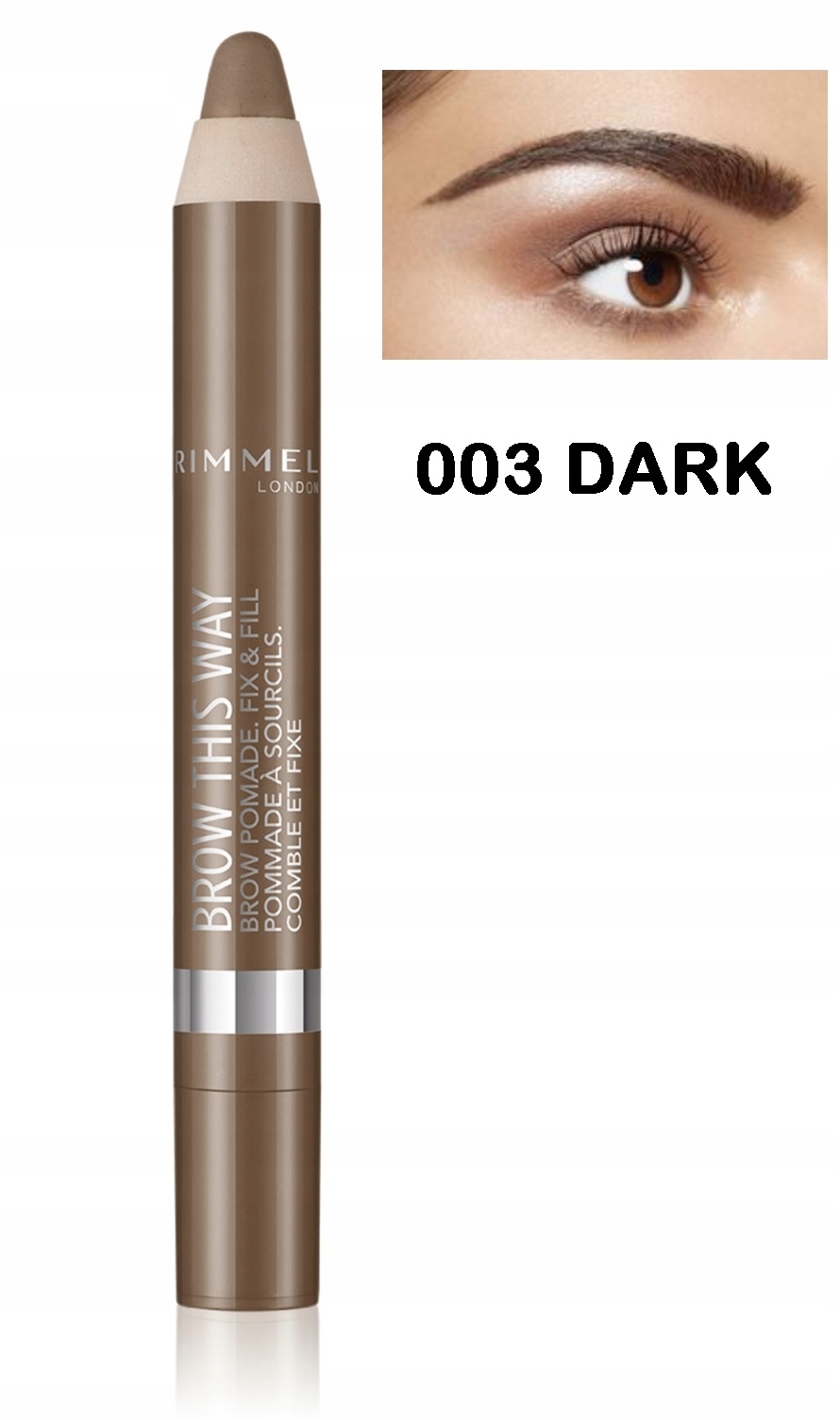 Rimmel Brow This Way Brow Pomade 003 Dark Voděodolná pomáda na obočí 3.25 g