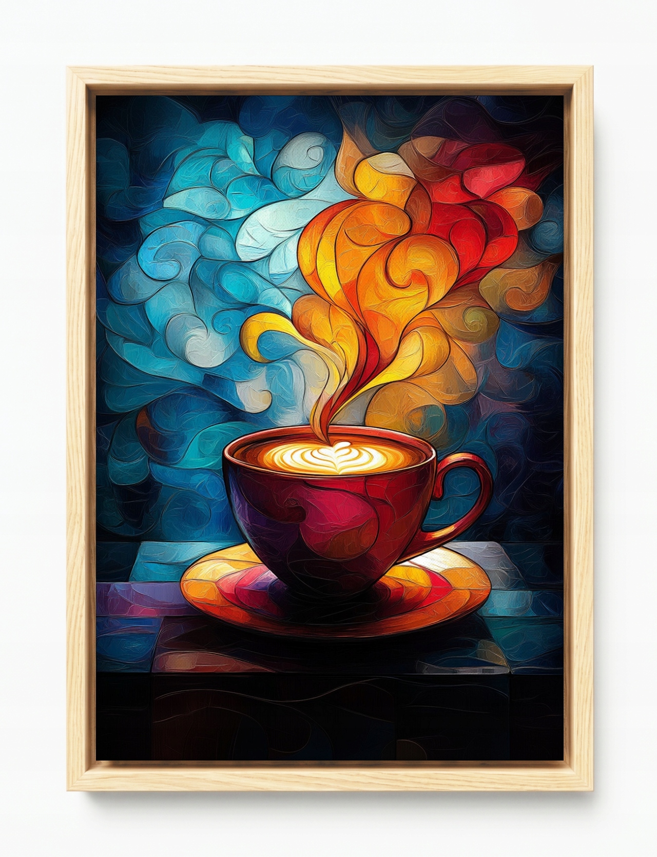 Obraz Rám Americká Krabička Mozaika Vitráž Šálek Káva Teplé Aroma 80x120