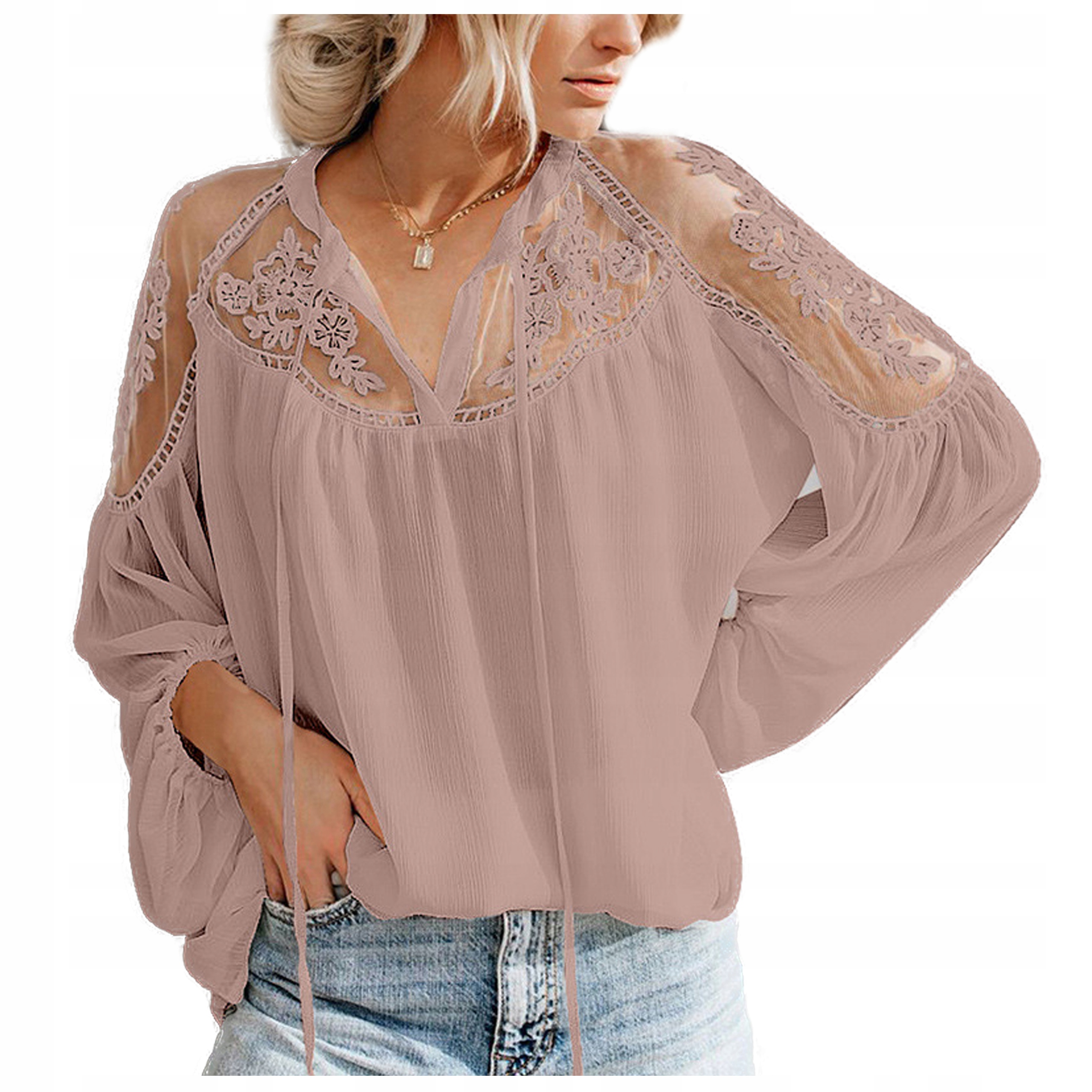 

Bluzka koszula Boho tunika siateczka Haft XL