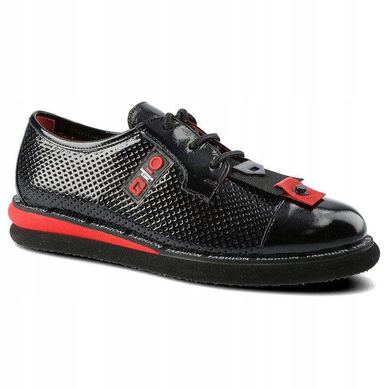 Czarne Półbuty Lanqier Damskie Stylowe Obuwie Marka Lanqier