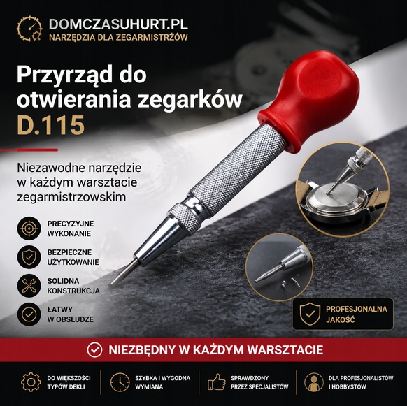 Přístroj na otevírání hodinek s stlačovacím deklem D115