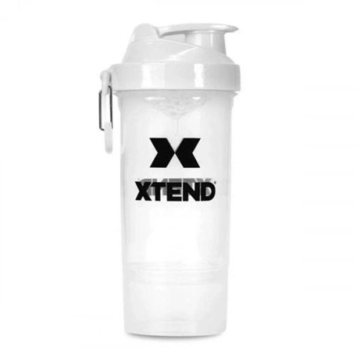 Xtend Biały Przezroczysty Shaker Do Odżywek 800 ml Szejker Z Karabinkiem