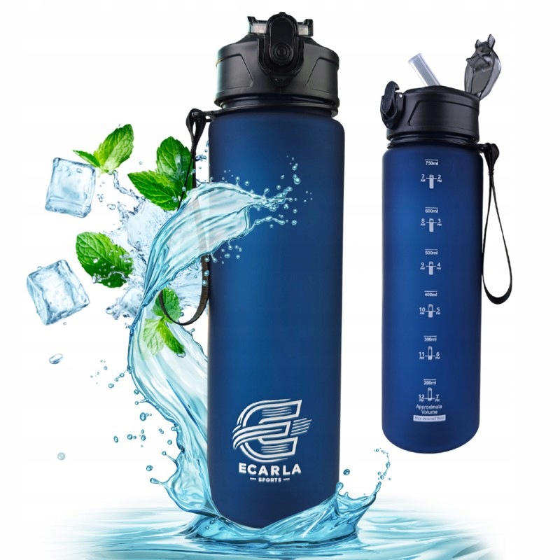 Butelka na wodę, sportowy bidon matowy 750ML granat Ecarla Sports BD51