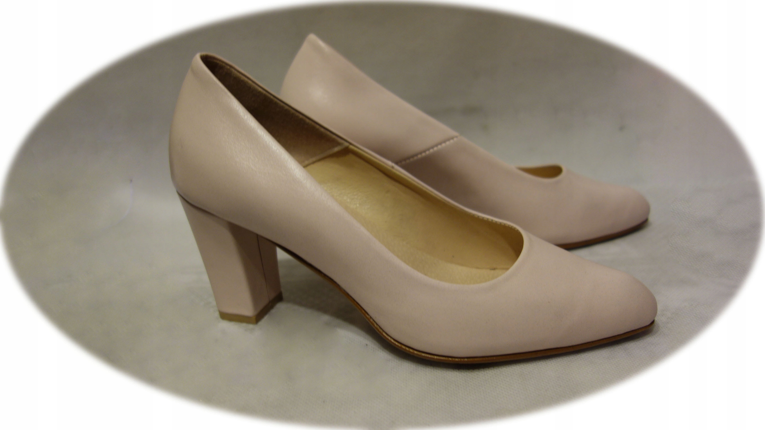 SKÓRZANE czółenko róż obcas 7cm nr.38 Oryginalne opakowanie producenta pudełko