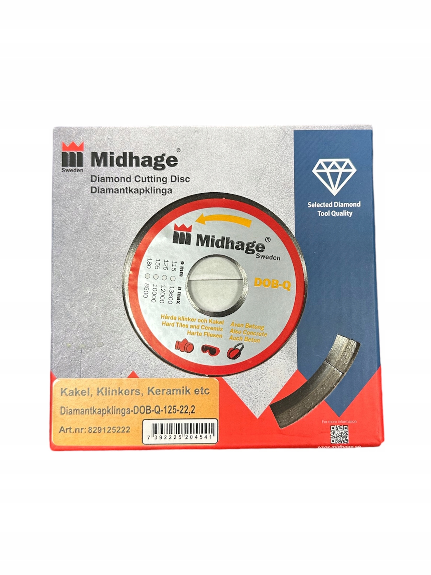 Diamantový Kotouč pro Slinuté Dlažby 125x5x22,2 mm Midhage