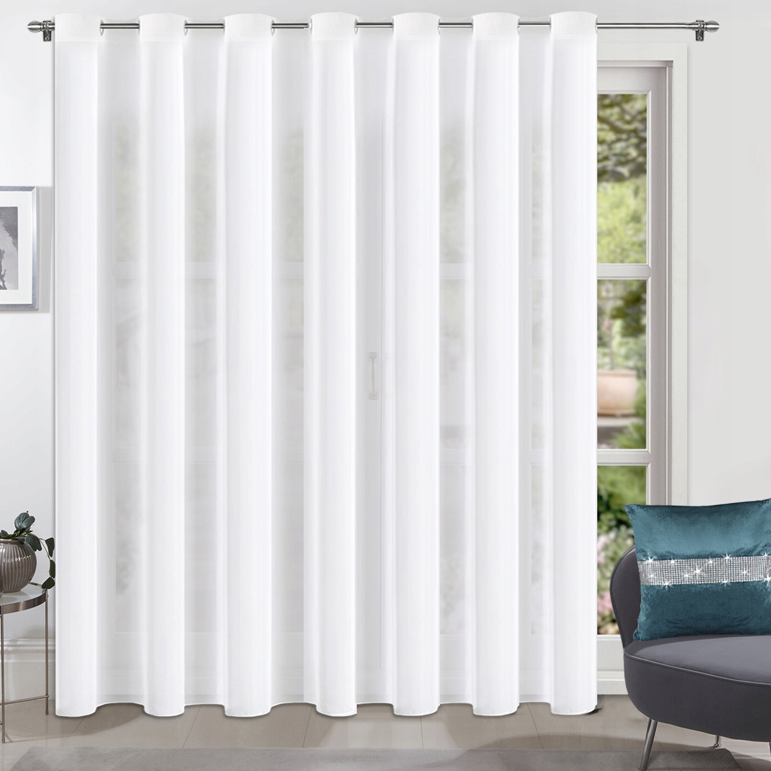 FIRANA WOALOWA GŁADKA KLASYCZNA BIAŁA NA PRZELOTKACH 300x250cm Materiał woal