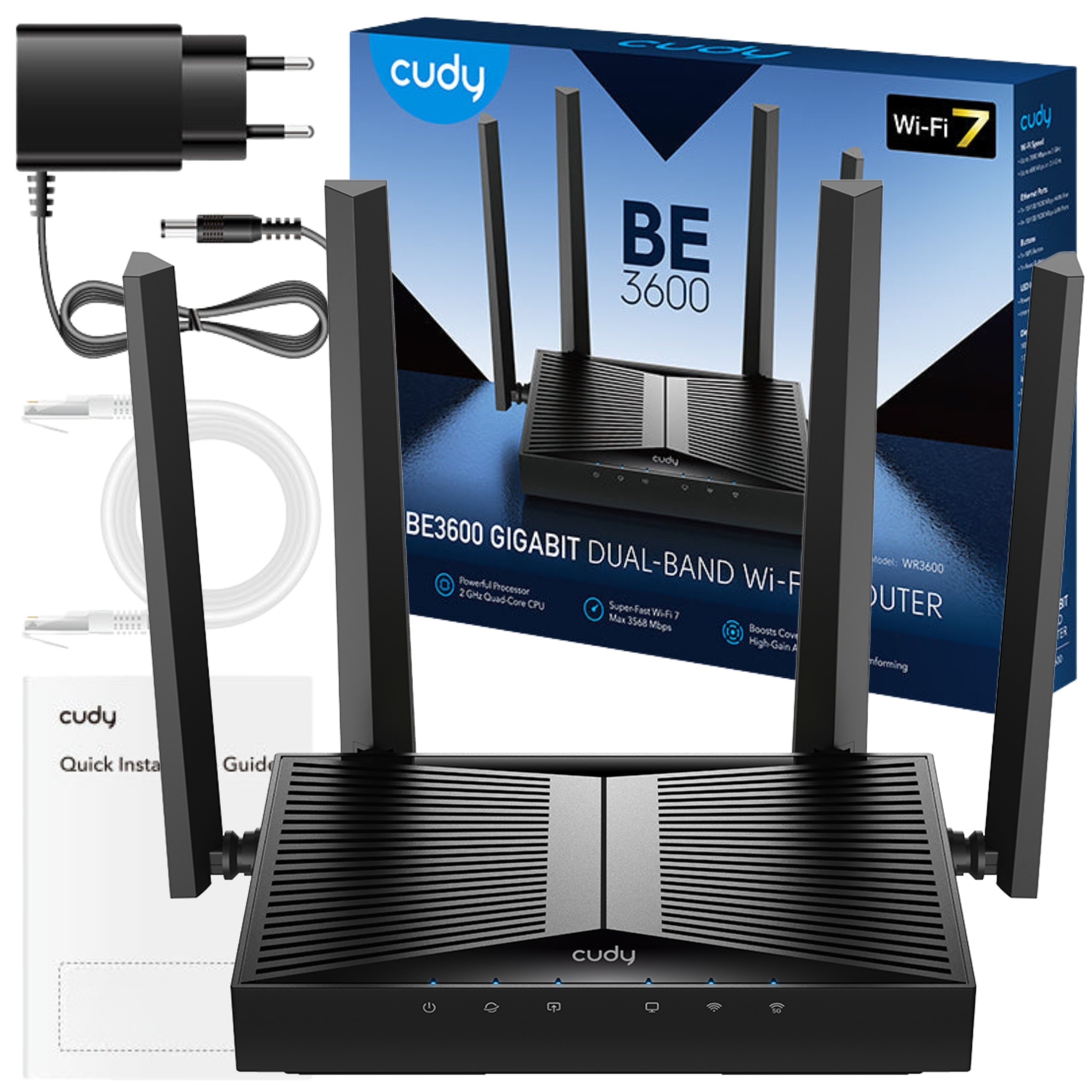Router Cudy WR3600 Wifi 7 BE3600 2.4/5GHz 3.6Gb/s 5-portový gigabitový Vpn Wan