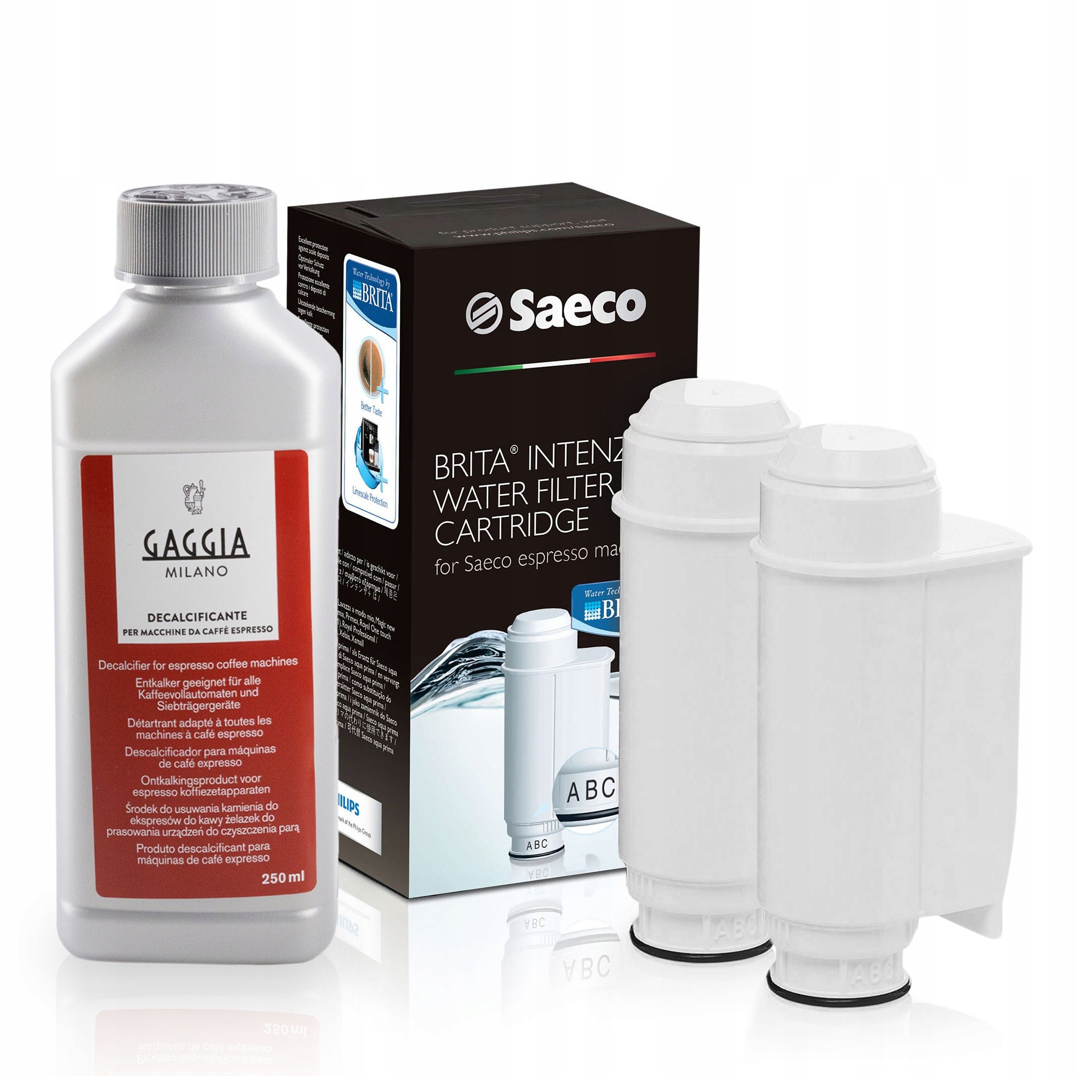 2x Filtr vody CA6702/00 pro kávovar Philips Saeco Odvápňovač 250 ml